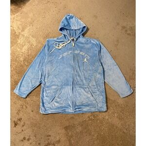 Vintage Y2K Jordan Velour Full Zip Hoodie Light Blue Jumpman 23 Embroidered XL